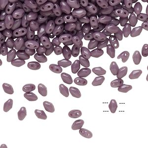 Bead, Preciosa Mini Twin™, Mini Pressed Twin, Czech pressed glass, opaque purple, 4x2.5mm oval with (2) 0.7mm holes. Sold per 50-gram pkg.