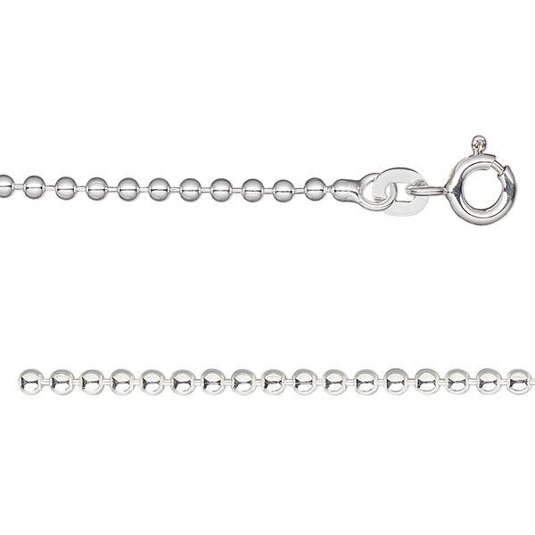 Chain, sterling silver, 2mm ball, 24 inches. Sold individually. image number 0