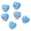 Bead, lampworked glass 1pkg6, turquoise blue, 18x11mm hand-painted heart. image number 0