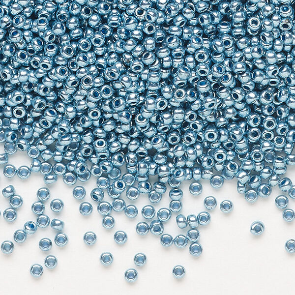 Seed bead, Preciosa Ornela, glass, opaque terra dyed blue, #11 rocaille. Sold per 50-gram pkg. image number 0