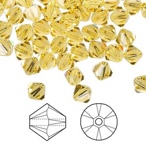 Bead 144pk light topaz, Crystal Passions® 6mm bicone 5328