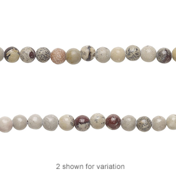 Bead, Crazy Horse™ stone (natural), 4mm round, B grade, Mohs hardness 3-1/2 to 4. Sold per 15-1/2" to 16" strand. image number 0