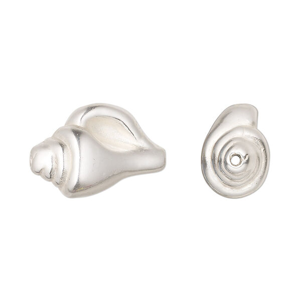 Bead, JBB Findings, sterling silver, electroformed, 21x12mm shell. Sold individually. image number 0