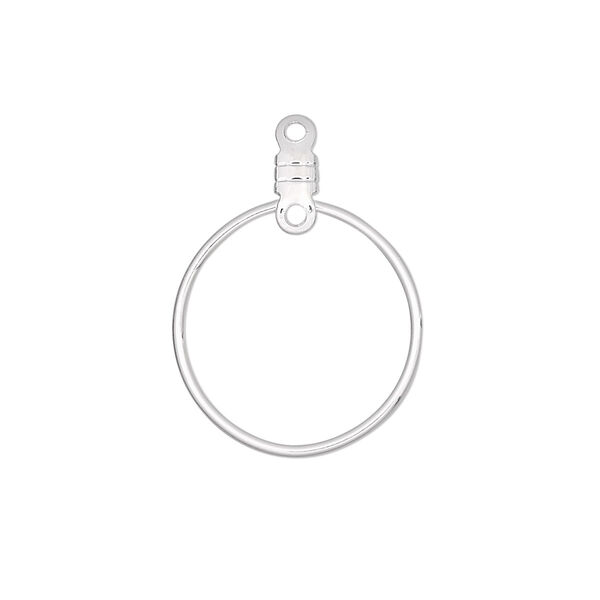 Beading hoop, silver-plated steel, 20mm round with closed loop. Sold per pkg of 10. image number 0