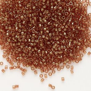 Seed bead, Delica®, glass, pkg/7.5g, #11 round, translucent gold luster apricot topaz (DB-0121).