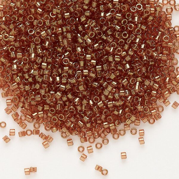 Seed bead, Delica®, glass, pkg/7.5g, #11 round, translucent gold luster apricot topaz (DB-0121). image number 0