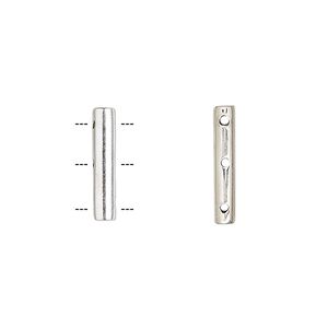 Spacer bar, sterling silver, 15x3mm 3-strand round tube. Sold per pkg of 4.