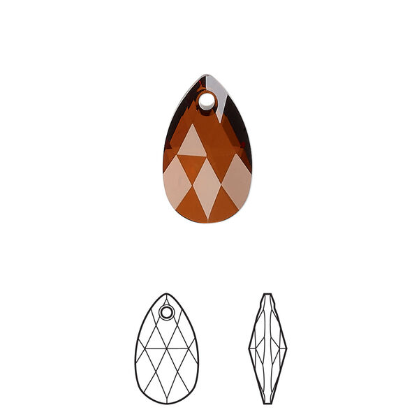 Drop 144pk smoked amber, Swarovski® 16x9mm pendant pear 6106 image number 0