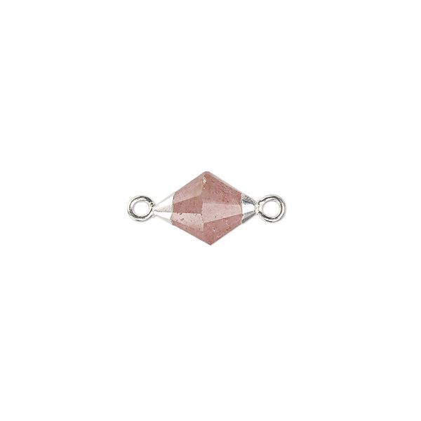 Strawberry quartz sterling silver / copper 1pkg1, silver-plated hand-cut faceted bicone link natural 13x8mm image number 0