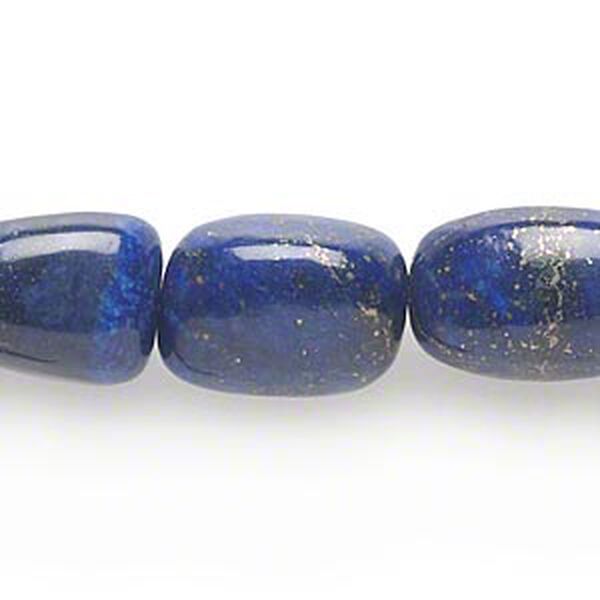 Bead, lapis lazuli (dyed), blue, small to medium nugget, Mohs hardness 5 to 6. Sold per 15-inch strand. image number 0