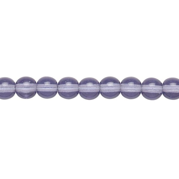 Bead, Czech glass druk, transparent lilac, 6mm round. Sold per 15-1/2" to 16" strand, approximately 65 beads. image number 0