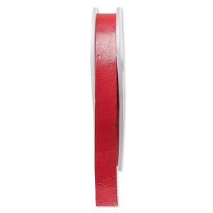 Cord, leather, red, 12mm flat. Sold per 25-yard spool.