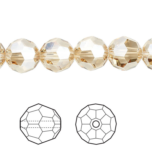 Bead 6pk crystal golden shadow, Crystal Passions® 10mm round 5000 image number 0