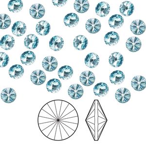 Chaton 144pk aqua bohemica foil back, Preciosa MAXIMA Czech crystal rhinestone 8.16-8.41mm rivoli SS39