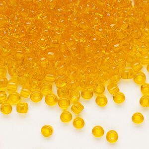 Seed bead, Dyna-Mites™, glass, transparent orange, #6 round. Sold per 1/2 kilogram pkg.