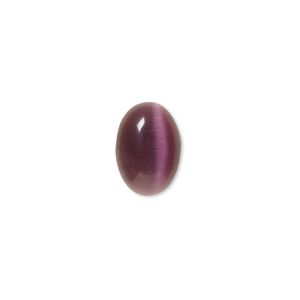 Cabochon, cat's eye glass (fiber optic glass), purple, 14x10mm calibrated oval, quality grade. Sold per pkg of 10.