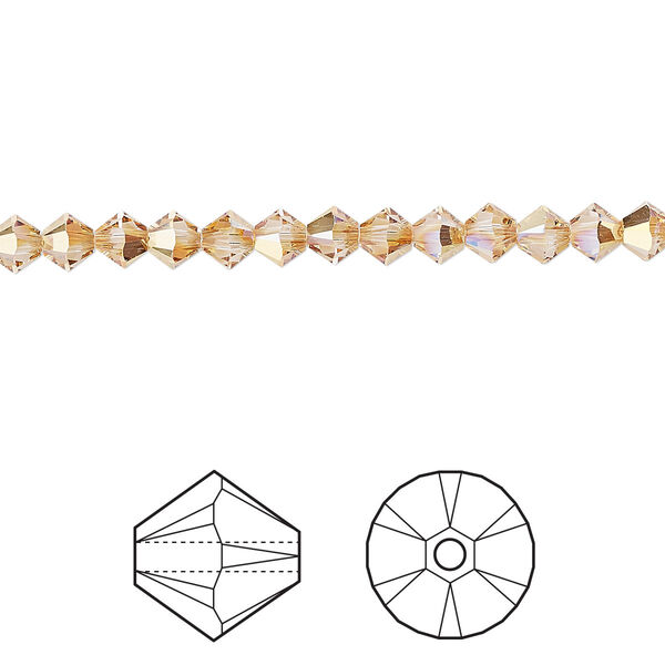Bead 144pk crystal metallic sunshine, Crystal Passions® 4mm bicone 5328 image number 0