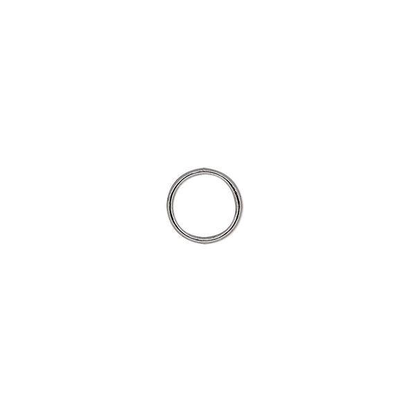 Jump ring, gunmetal-plated brass, 8mm soldered round, 6.3mm inside diameter, 20 gauge. Sold per pkg of 100. image number 0