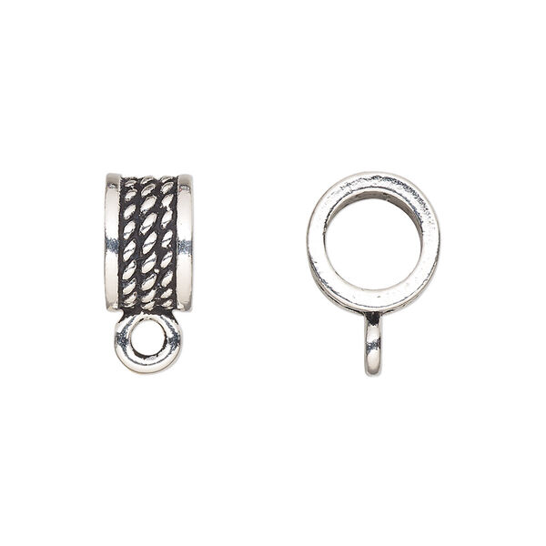 Bead, TierraCast®, antique silver-plated pewter (tin-based alloy), 10.5x7mm rondelle with rope design and closed loop. Sold per pkg of 2. image number 0