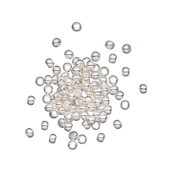 Bead, silver-plated brass, 2.5mm micro round. Sold per pkg of 100. image number 0