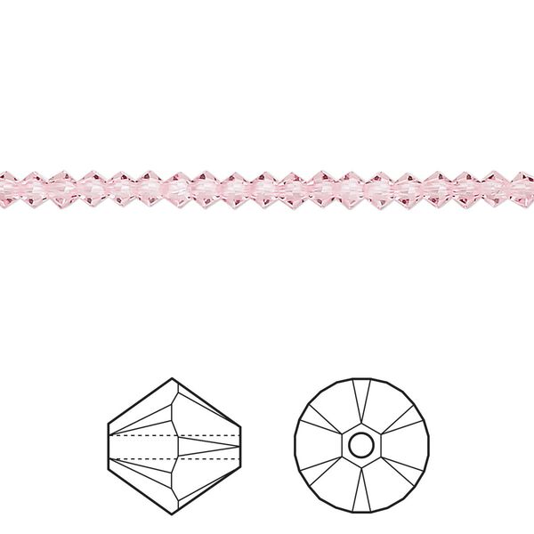 Bead 1440pk light rose, Swarovski® 3mm XILION bicone 5328 image number 0