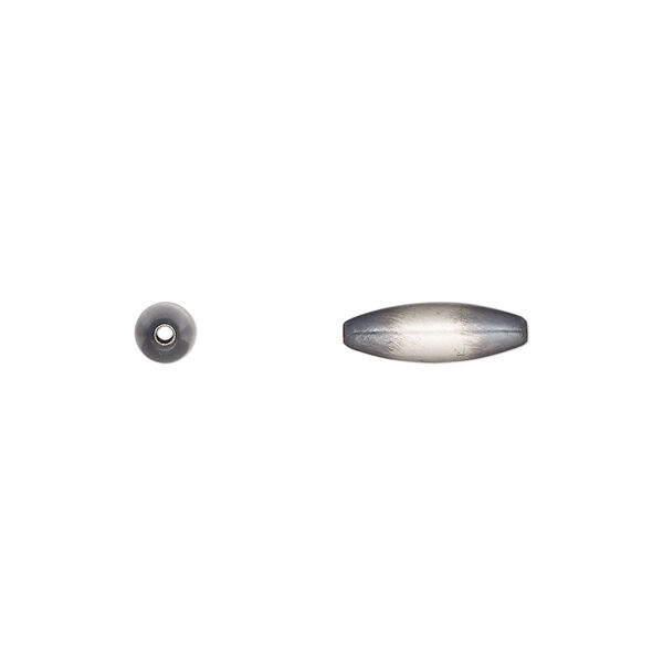 Bead, Navajo pearl style brushed oxidized sterling silver, 12 x 4mm oval. Sold individually. image number 0