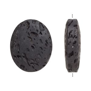 Lava rock 1pkg2, oval bead 25x18mm