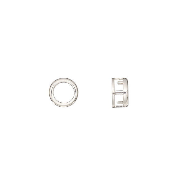 Slide, Bezelite, sterling silver, 6mm 4-prong round setting. Sold per pkg of 2. image number 0