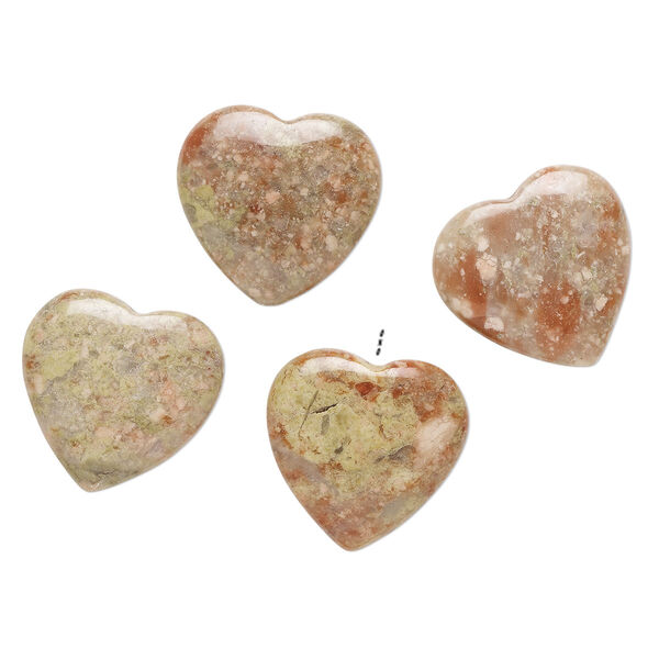 Autumn jasper 1pkg4, half-drilled puffed heart drop natural B grade, 19-20mm image number 0
