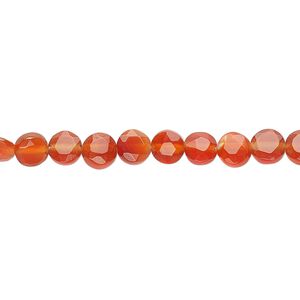 Carnelian 1pkg1, faceted flat round bead 15.5-16 inch 5mm