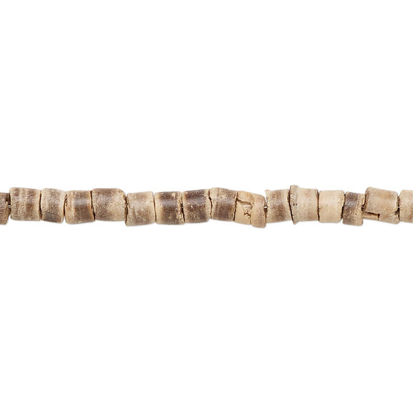 Bead, wood (waxed), light and dark brown, 3-4mm hand-cut heishi. Sold per pkg of (2) 24-inch strands. image number 0