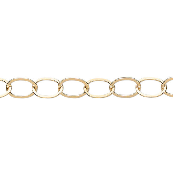 Chain, 14Kt gold-filled, 8x6mm flat cable. Sold per pkg of 5 feet. image number 0