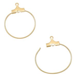 Beading hoop, gold-plated brass, 20mm round with loop. Sold per pkg of 10.