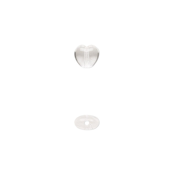 Bead, Czech pressed glass, clear, 6.5x6mm heart. Sold per 15-1/2" to 16" strand, approximately 65 beads. image number 0