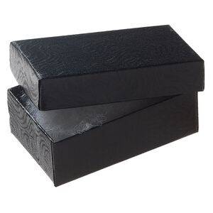 Paper / "cotton" (polyester) 1pkg10, rectangle box / swirl design black 2.5x1.5x.88 inch