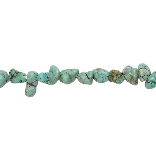 Bead, "turquoise" (gypsum and magnesite) (imitation / dyed / stabilized), light teal green, mini nugget, Mohs hardness 5 to 6. Sold per 15-1/2" to 16" strand. image number 0