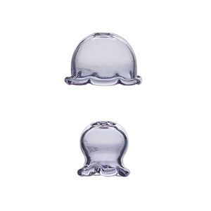 Component, glass, purple, 24x16mm and 16x16mm jellyfish, handmade. Sold per 2-piece set.