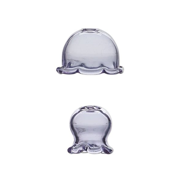 Component, glass, purple, 24x16mm and 16x16mm jellyfish, handmade. Sold per 2-piece set. image number 0