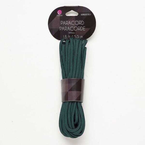 Cord 1pkg1, nylon parachute, dark green, 4mm flat para, 18 feet. image number 0