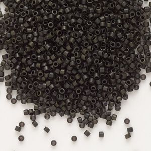 Seed bead, Delica®, glass, pkg/250g, #11 round, opaque matte metallic dark olive (DB-0311).