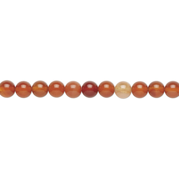 Bead, red agate (dyed / heated), 8mm round, B grade, Mohs hardness 6-1/2 to 7. Sold per 15-1/2" to 16" strand. image number 0