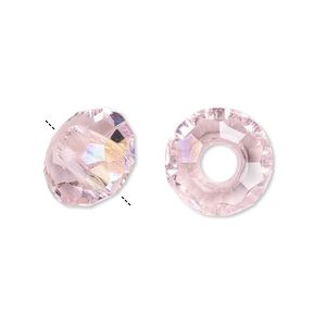Bead 12pk 32 facets translucent pink AB, Celestial Crystal® Dione® 14x8mm rondelle