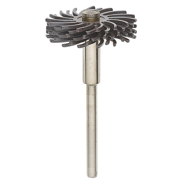 Bristle brush, 3M™ Scotch-Brite™, plastic and steel, dark grey, 36-grit bristles, 1 inch with 2 x 1/8 inch shank for Jooltool™. Sold individually. image number 0