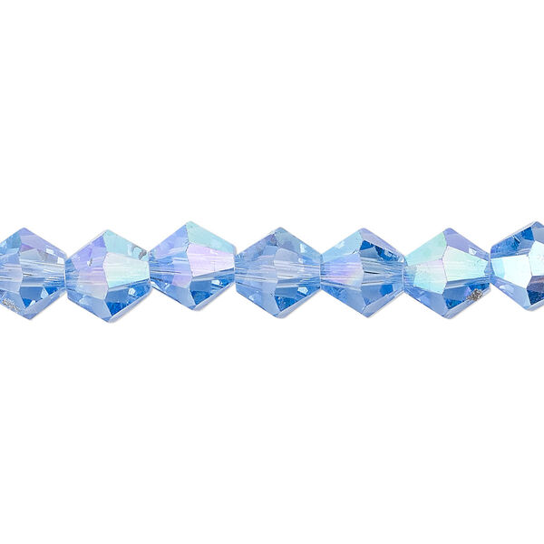 Bead 1pk transparent light blue AB, Celestial Crystal® 8mm bicone 15.5-16 inch image number 0