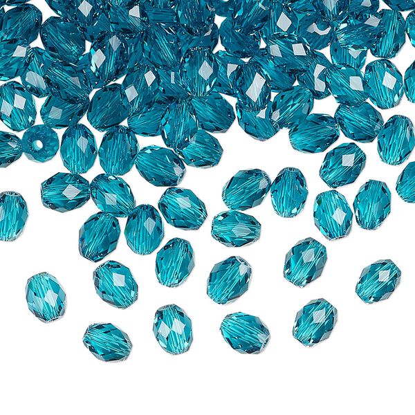 Bead 360pk blue zircon, Swarovski® 5x4mm olive briolette 5044 image number 0