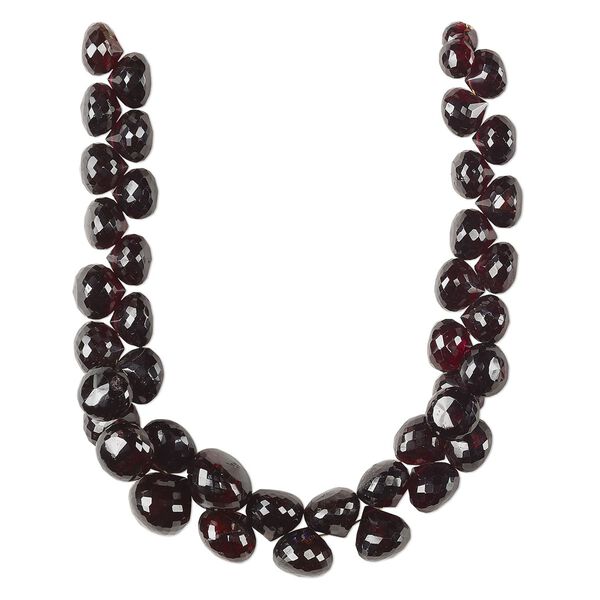 Garnet 1pkg1, hand-cut top-drilled faceted teardrop bead natural 8 inch graduated 6-11mm image number 0
