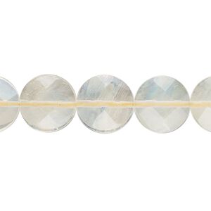 Bead, pineapple "quartz" glass, 12mm faceted flat round. Sold per 15" to 16" strand.