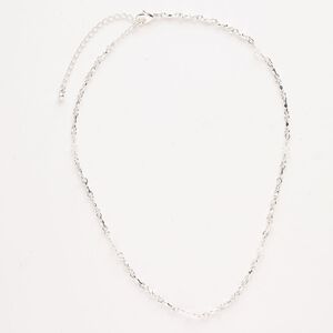 Chain "pewter" zinc-based alloy glass 1pk 3mm 3-inch extender chain lobster claw clasp, silver finish clear 16 inches