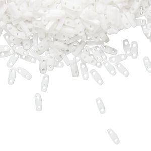 Seed bead, TILA®, glass, pkg/5g, 5x1.2mm quarter tila rectangle, opaque white, (QTL-402).