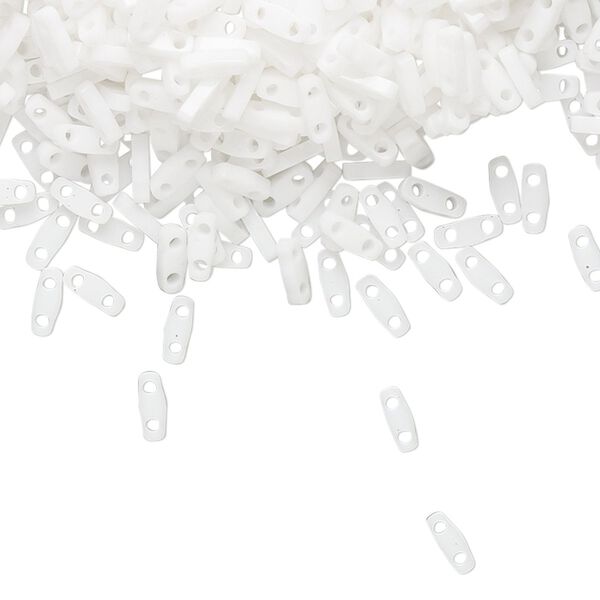 Seed bead, TILA®, glass, pkg/5g, 5x1.2mm quarter tila rectangle, opaque white, (QTL-402). image number 0